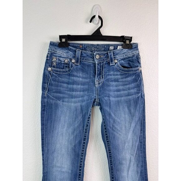 Miss Me women's‎ 27 relaxed boot cut medium wash denim jeans cross embroidered - Picture 2 of 8